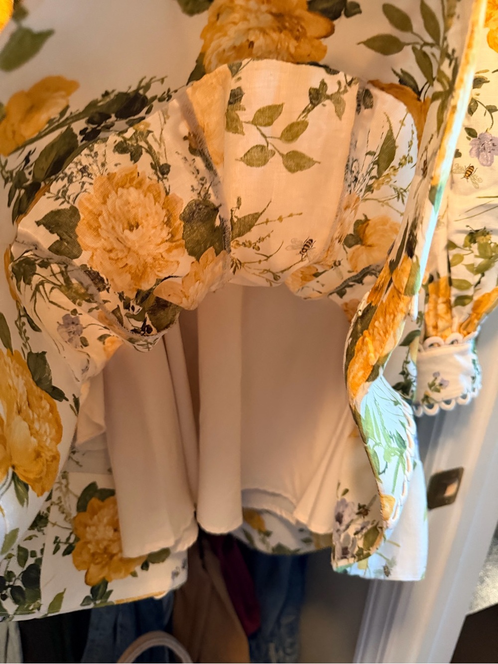 BHLDN Yellow Floral Mini Dress with Purple Accents - Picture 4 of 8